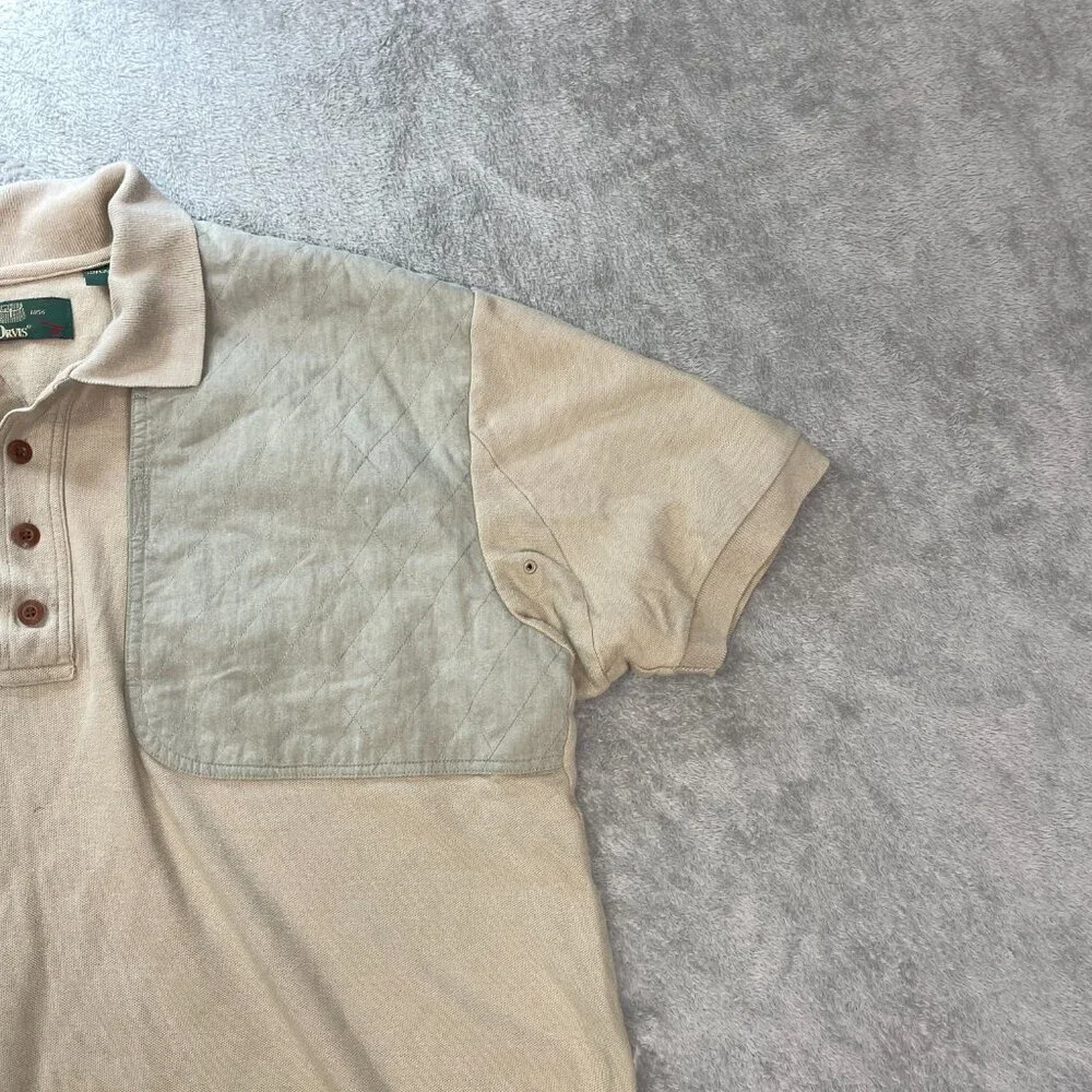 Orvis Men’s Large Shooting Shirt Hunting Beige Hook And Loop Chest Pad Button Up
